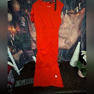 Chic Red Maxi Dress with Ruffle Detail